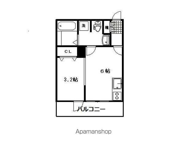 メリディアン国見弐番館(ワンルーム/2階)の間取り写真