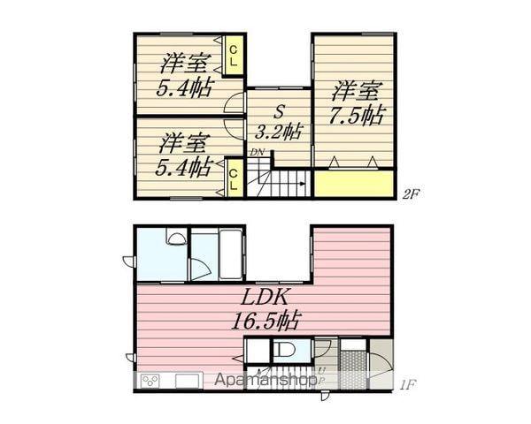 福岡市空港線 唐人町駅 徒歩16分 2階建 築12年(3LDK)の間取り写真