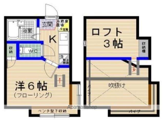 エムビル香椎参道B棟(1K/1階)の間取り写真