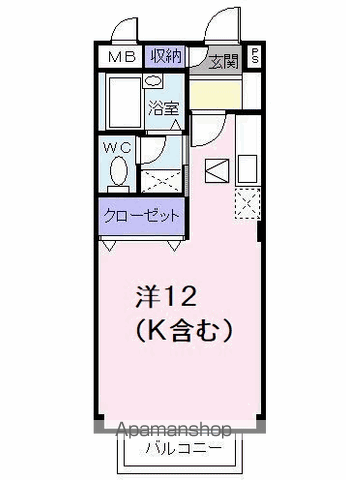 アビタシオン勝瑞C(ワンルーム/1階)の間取り写真
