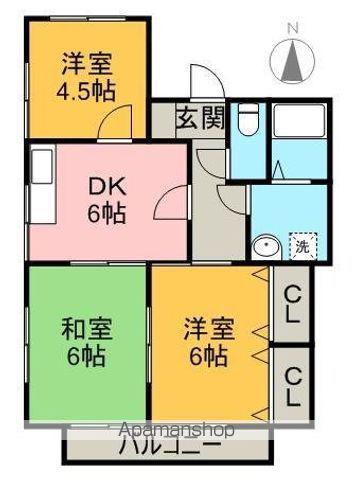 八幡ハイツ(3DK/2階)の間取り写真