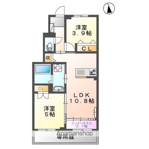 レジデンススクエアIII M&K(2LDK/1階)の間取り写真