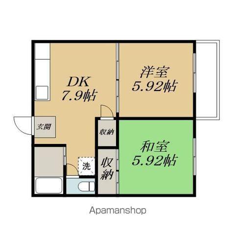 カルフールOMORI B棟(2DK/2階)の間取り写真