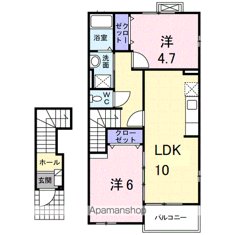コリーヌ華Ⅱ(2LDK/2階)の間取り写真