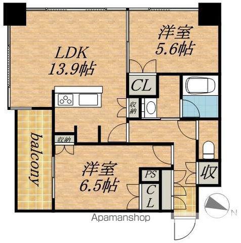 ラフィネタワー札幌南3条(2LDK/3階)の間取り写真