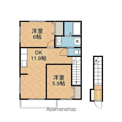 メゾン・ド・ルミエール(2DK/2階)の間取り写真