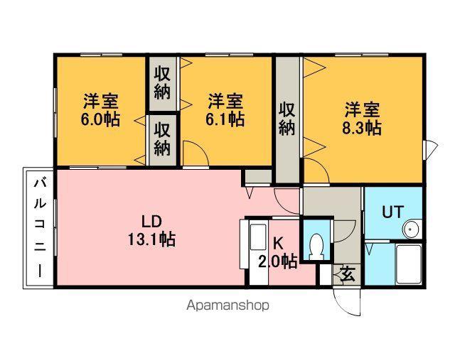 サンモール(3LDK/4階)の間取り写真