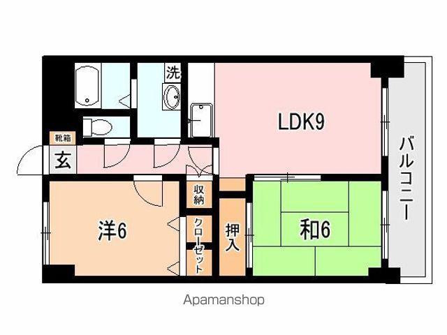 DELPHI鴨池(2DK/6階)の間取り写真