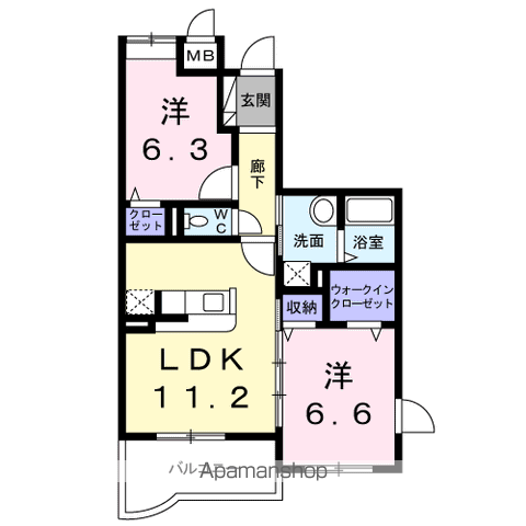 アルフレンテ(2LDK/3階)の間取り写真