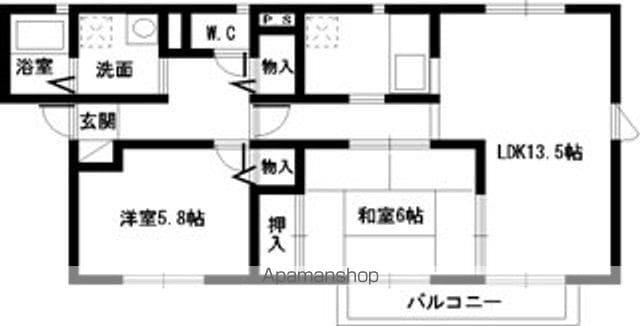 デイスターS棟(2LDK/2階)の間取り写真