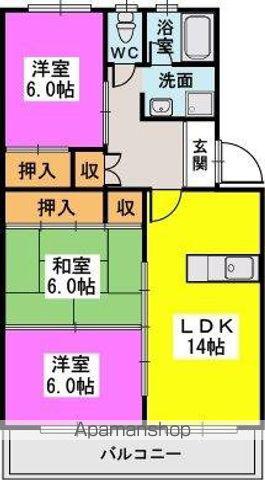 阿部第一ビル(3LDK/3階)の間取り写真