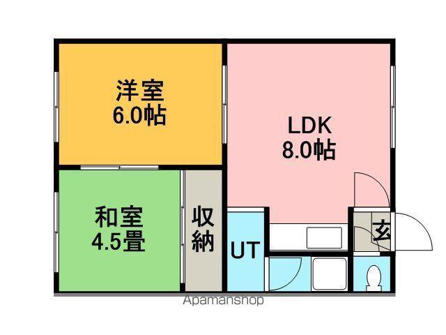 道下ハイツ(2LDK/1階)の間取り写真