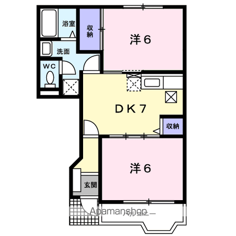 クレストール名取ヶ丘(2DK/1階)の間取り写真
