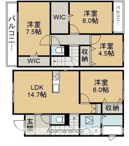 東海道本線 清洲駅 徒歩26分 2階建 築5年(4LDK)の間取り写真