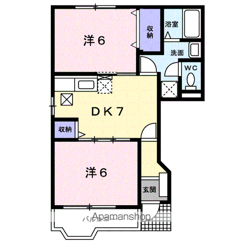 フォーシーズン(2DK/1階)の間取り写真