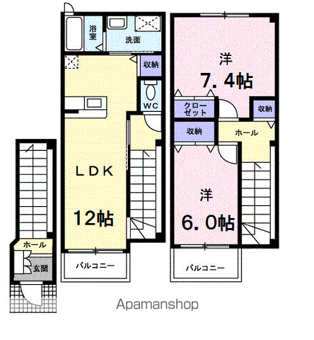 マリオン壱番館(2LDK/2階)の間取り写真