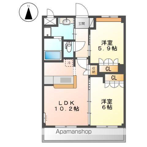 アサヒ2011(2LDK/2階)の間取り写真