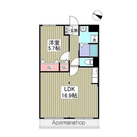 チクマハイツ(1LDK/1階)の間取り写真