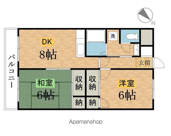 フラットハピネス(2DK/1階)の間取り写真