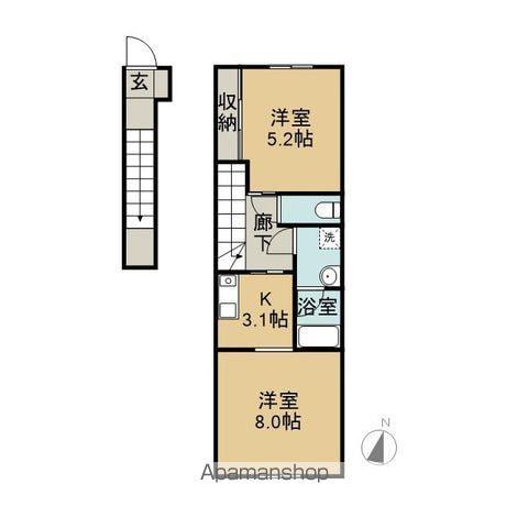 308晴れ(1LDK/2階)の間取り写真