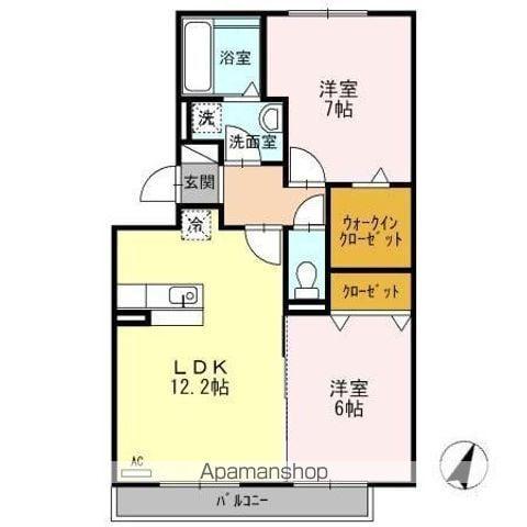 ラフィーネ野立(2LDK/2階)の間取り写真