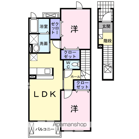 サンライズ幸和Ⅰ(2LDK/2階)の間取り写真