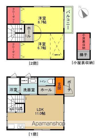 常磐線 泉駅(JR) バス乗車時間:27分 小名川橋バス停で下車 徒歩5分 2階建 築3年(2LDK)の間取り写真