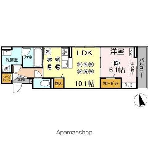 DーRESENA花ヶ島(1LDK/2階)の間取り写真