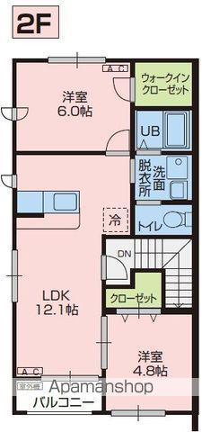 ヴィル・ホワイエ(2LDK/2階)の間取り写真