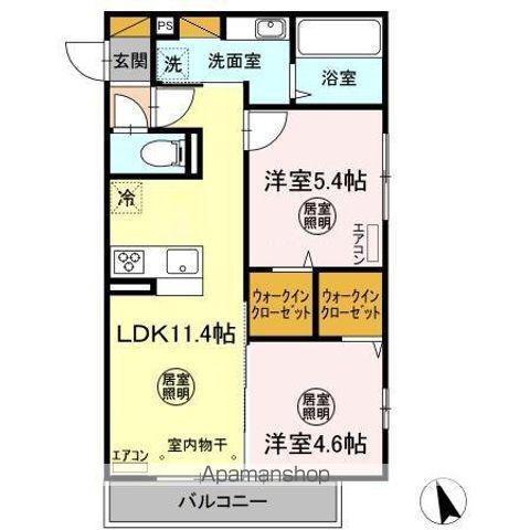 PRIMEUR(2LDK/2階)の間取り写真