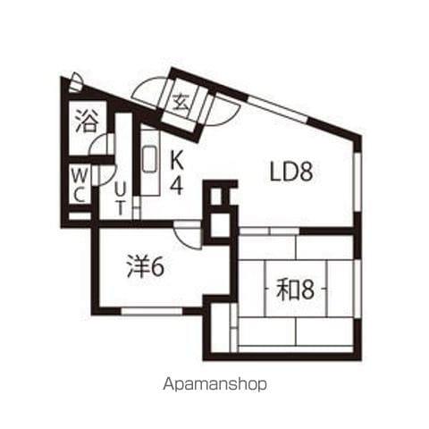 河岸ハイツ(2LDK/4階)の間取り写真