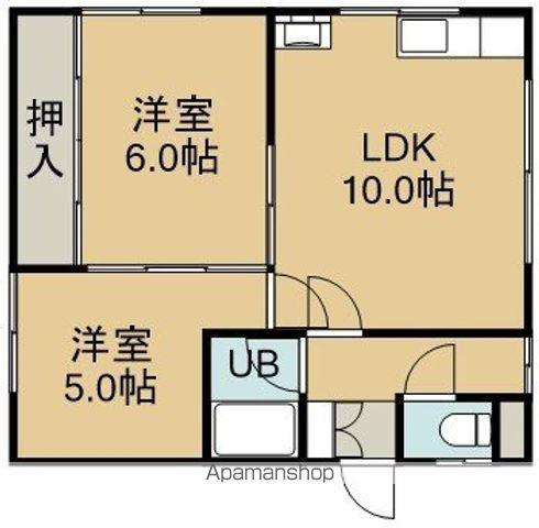コーポカタオカ(2LDK/2階)の間取り写真