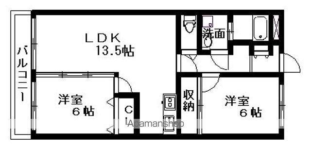 宮地興産ビル(3DK/6階)の間取り写真