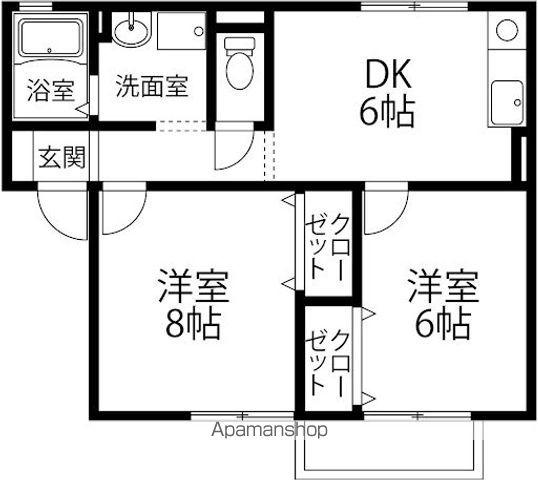 エスポワール(2DK/1階)の間取り写真