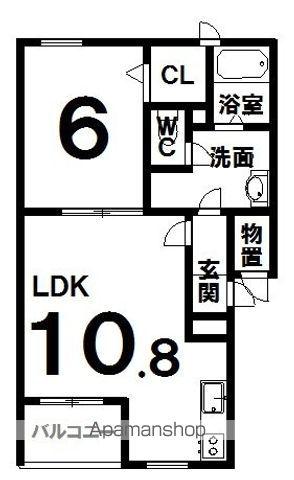 スワンB(1LDK/2階)の間取り写真
