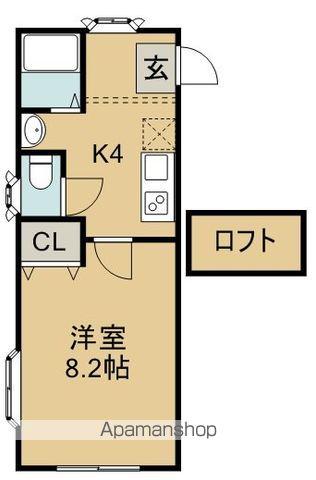 ホワイトキャッスル蒲町ビレジB棟(1K/2階)の間取り写真