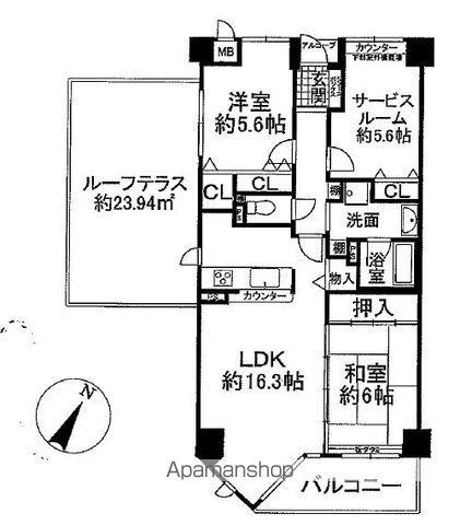 ウェスタ大津(2SLDK/7階)の間取り写真