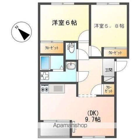 SUNNYHOUSE(2DK/1階)の間取り写真