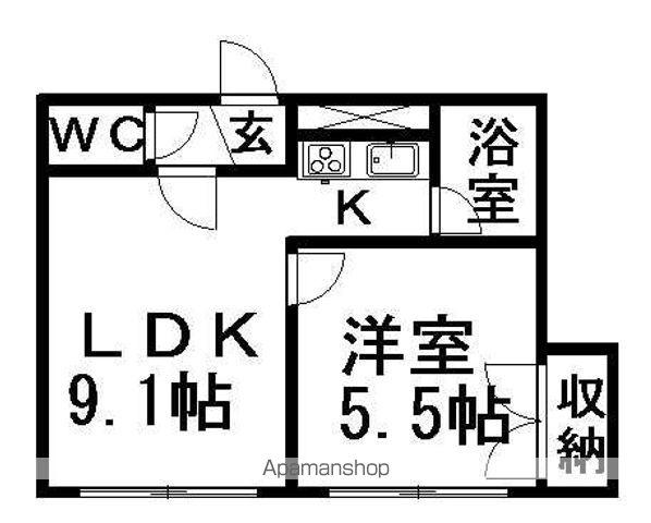 HS菊水624(1DK/4階)の間取り写真