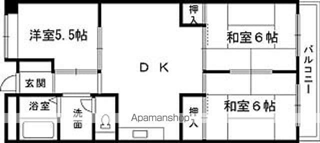 メゾンドール河野(3DK/2階)の間取り写真
