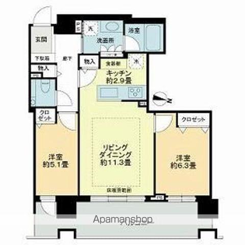プレミストタワーズ札幌苗穂BRIGHTGATE(2LDK/23階)の間取り写真