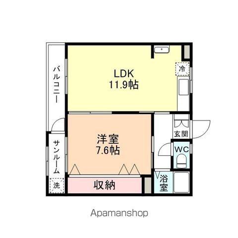 ウィンクいしがねⅡ(1LDK/1階)の間取り写真