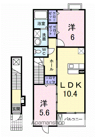 パークサイドA(2LDK/2階)の間取り写真