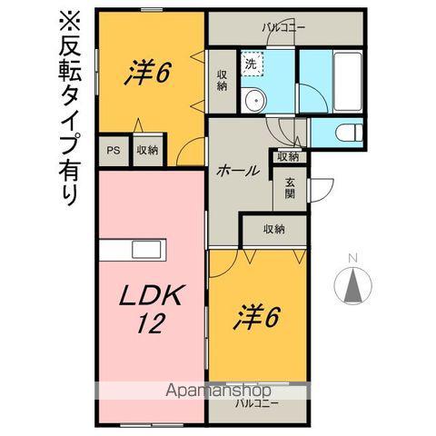 ブレインコート・ヒロ(2LDK/2階)の間取り写真