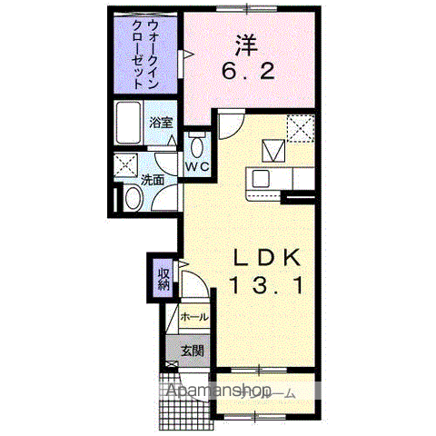 ソレイユルナ(1LDK/1階)の間取り写真