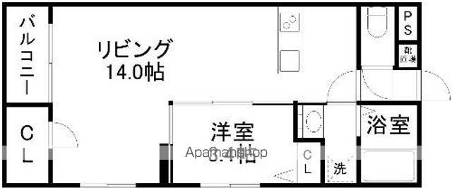 KARAKASA APARTMENT(1LDK/4階)の間取り写真