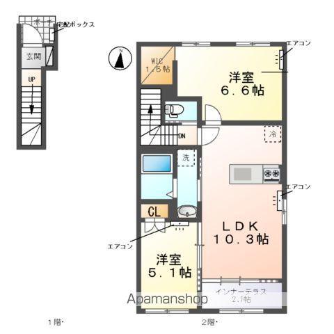 ANELA -アネラ -(2LDK/2階)の間取り写真