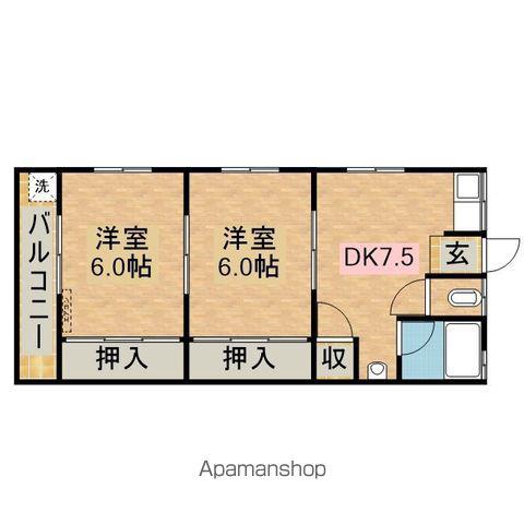 コーポフカミ(2DK/2階)の間取り写真