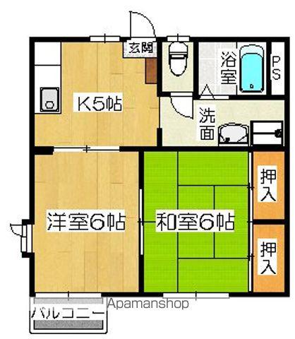 カサベルデタケダ B棟(2K/2階)の間取り写真