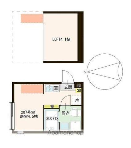 ハーモニーテラス春日町Ⅵ(ワンルーム/2階)の間取り写真